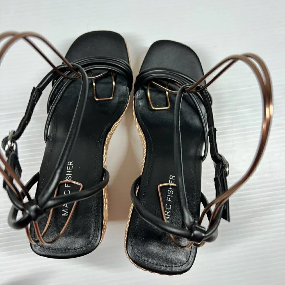 Marc Fisher Womens Size 10M Zeki Strappy Ankle Strap Wedge Heels Shoes BHFO 5777